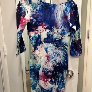 Amanda Uprichard Blue and Pink Abstract Mini Dress